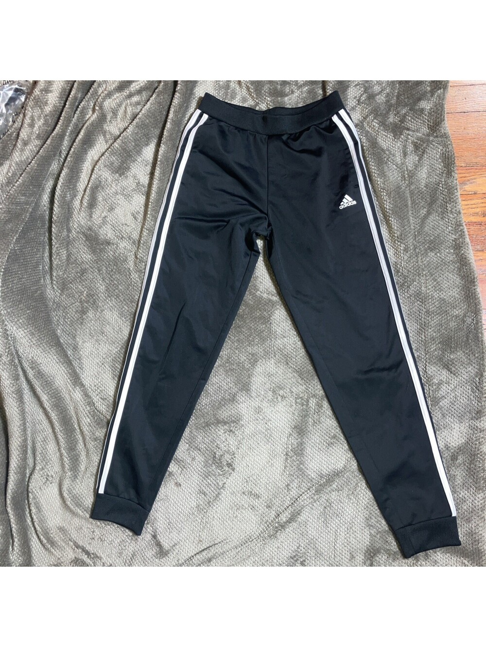 adidas Boys' Elastic Waistband Three Stripe Jogger Pants, Black L 14